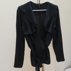 Unworn BCBG Black Wrap Blouse with Tie Waist